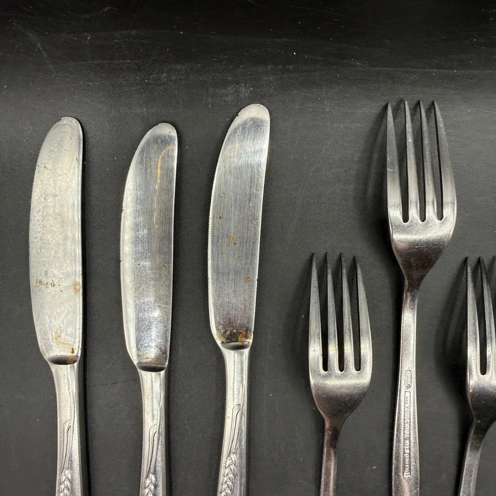 Vintage Prudential Flatware Set Silverware Japan Wheat Pattern MCM 22 Piece Set